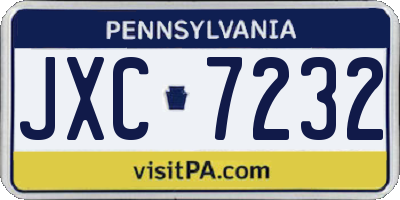 PA license plate JXC7232