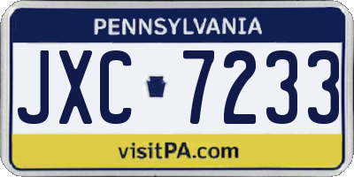 PA license plate JXC7233