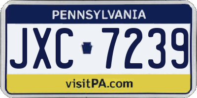 PA license plate JXC7239