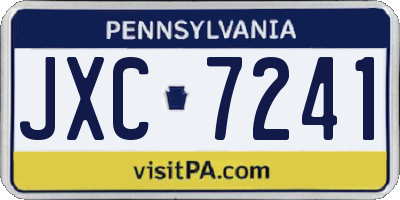 PA license plate JXC7241