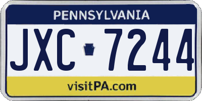 PA license plate JXC7244