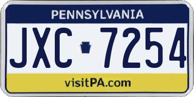 PA license plate JXC7254