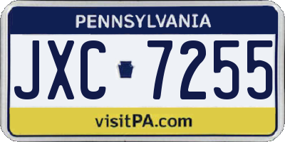 PA license plate JXC7255