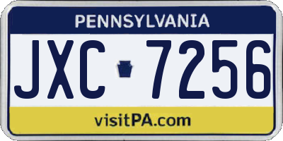 PA license plate JXC7256