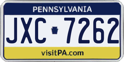 PA license plate JXC7262