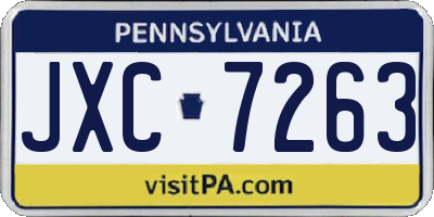 PA license plate JXC7263