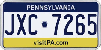 PA license plate JXC7265