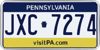 PA license plate JXC7274
