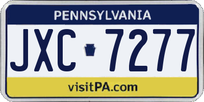PA license plate JXC7277