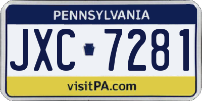 PA license plate JXC7281