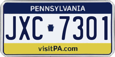 PA license plate JXC7301