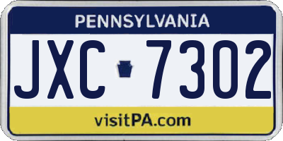 PA license plate JXC7302