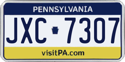 PA license plate JXC7307