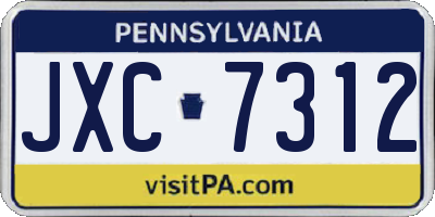 PA license plate JXC7312