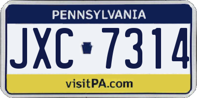 PA license plate JXC7314