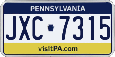 PA license plate JXC7315