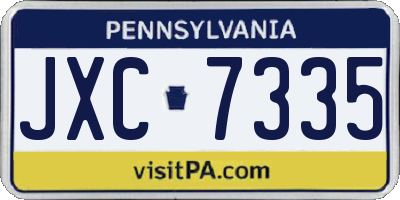 PA license plate JXC7335