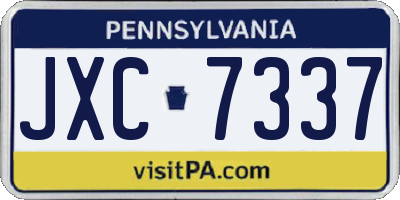 PA license plate JXC7337