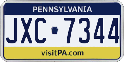 PA license plate JXC7344