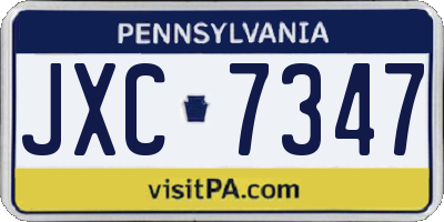 PA license plate JXC7347
