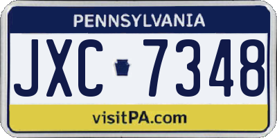 PA license plate JXC7348