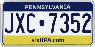 PA license plate JXC7352