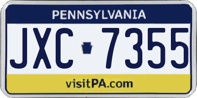 PA license plate JXC7355
