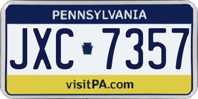 PA license plate JXC7357