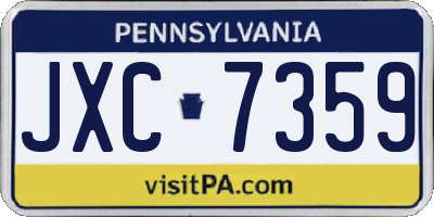 PA license plate JXC7359
