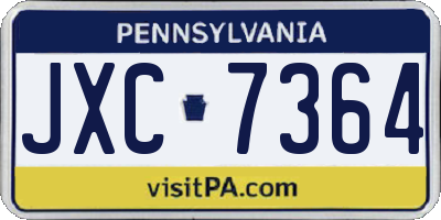 PA license plate JXC7364