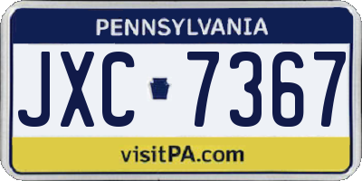 PA license plate JXC7367