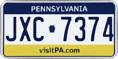 PA license plate JXC7374