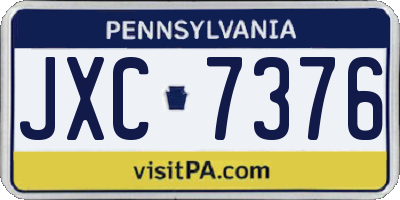 PA license plate JXC7376