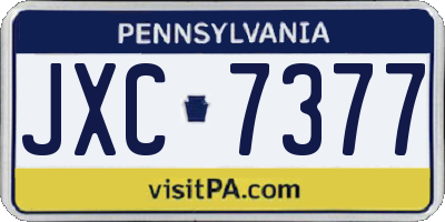 PA license plate JXC7377