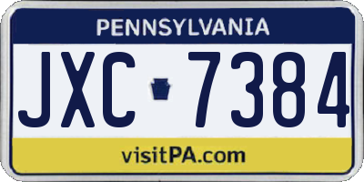 PA license plate JXC7384