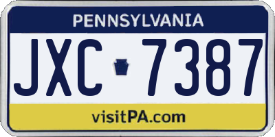 PA license plate JXC7387