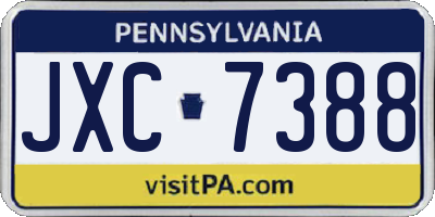PA license plate JXC7388