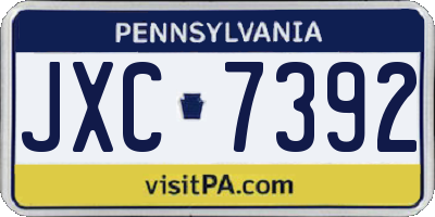 PA license plate JXC7392