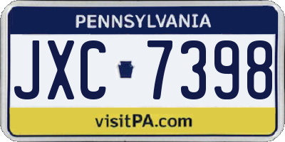 PA license plate JXC7398