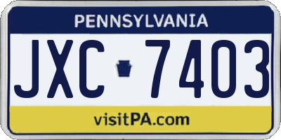 PA license plate JXC7403