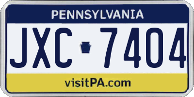 PA license plate JXC7404