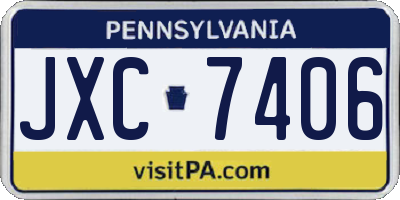PA license plate JXC7406
