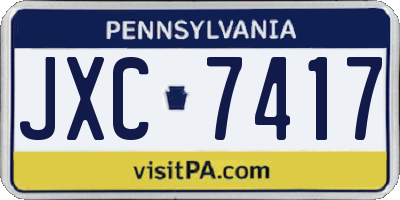 PA license plate JXC7417