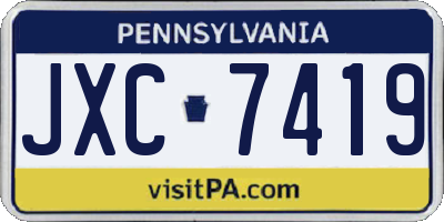 PA license plate JXC7419