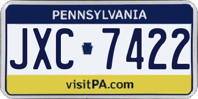PA license plate JXC7422