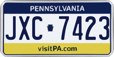 PA license plate JXC7423