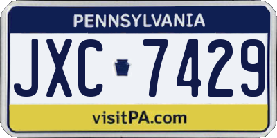 PA license plate JXC7429
