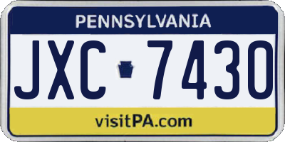 PA license plate JXC7430