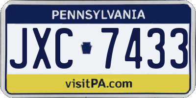 PA license plate JXC7433