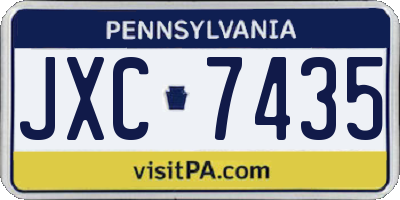 PA license plate JXC7435